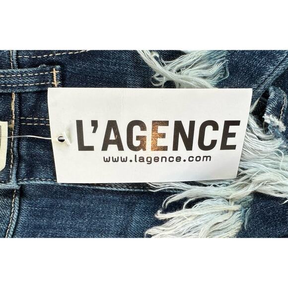NWT L’Agence High Rise Distressed Jeans Size 25 Women’s Blue High Line - Picture 4 of 9